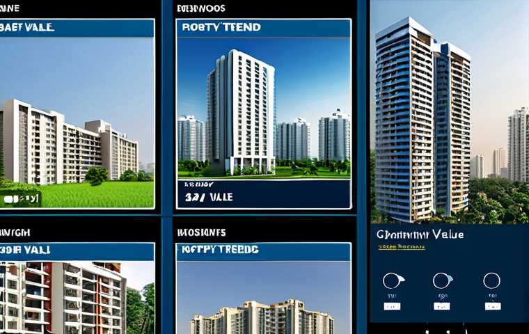 **
Prompt: "A modern online platform interface showcasing real estate investment options in India. Graphs depicting property value trends, apartment buildings in the background. Professional, informative, safe for work."
**